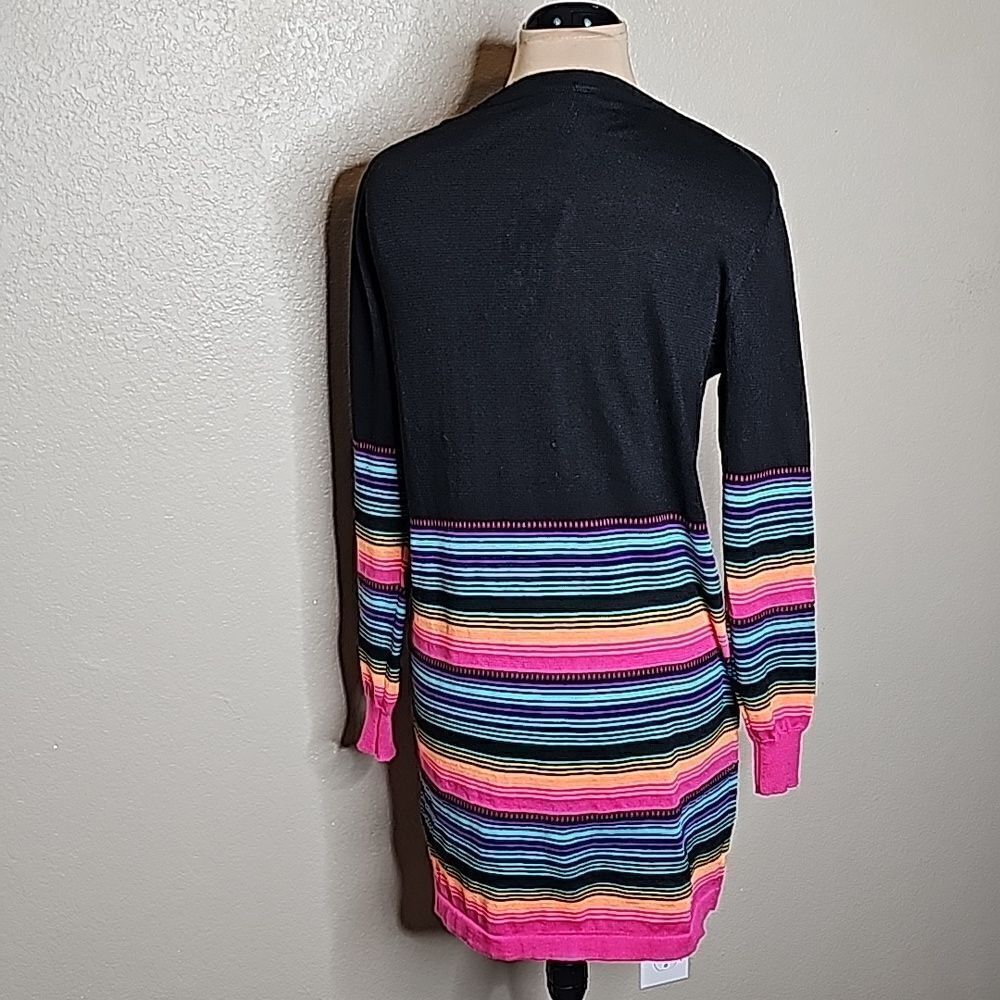 NWT Crazy Train Rainbow Stripe‎ Black Cardigan small Rio Rapids - Picture 3 of 8